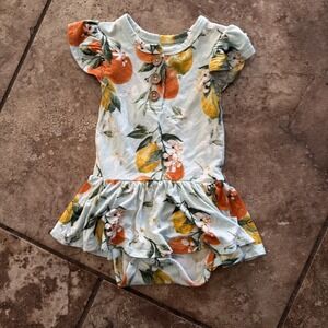 Posh Peanut Baby Girls 6-12 Months Bodysuit Twirly Dress Citrus Lemon